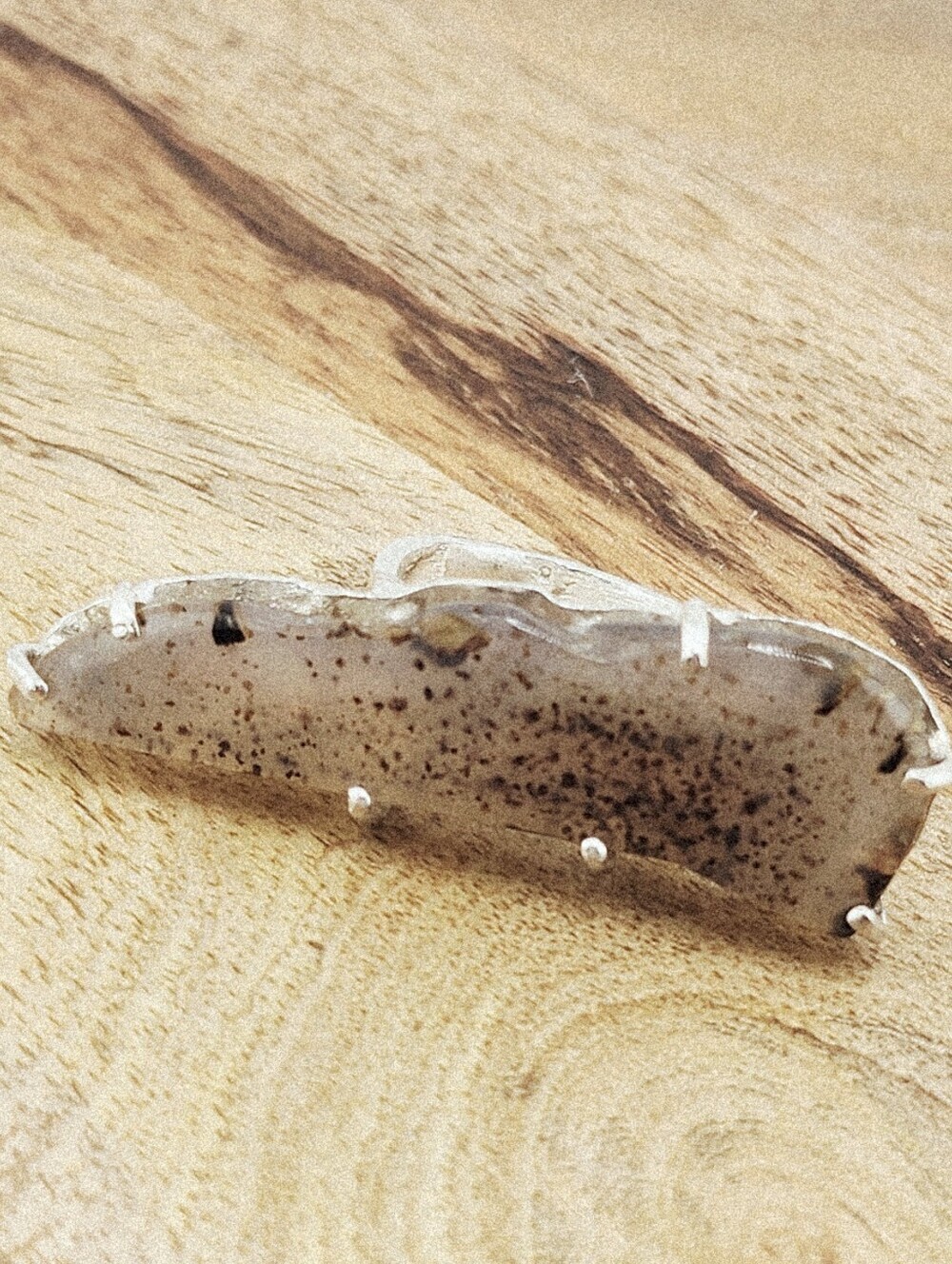 DENDRITIC GEMSTONE RING STATEMENT DESIGN HANDMADE RECYCLED STERLING SILVER 7.5 - Picture 3 of 16
